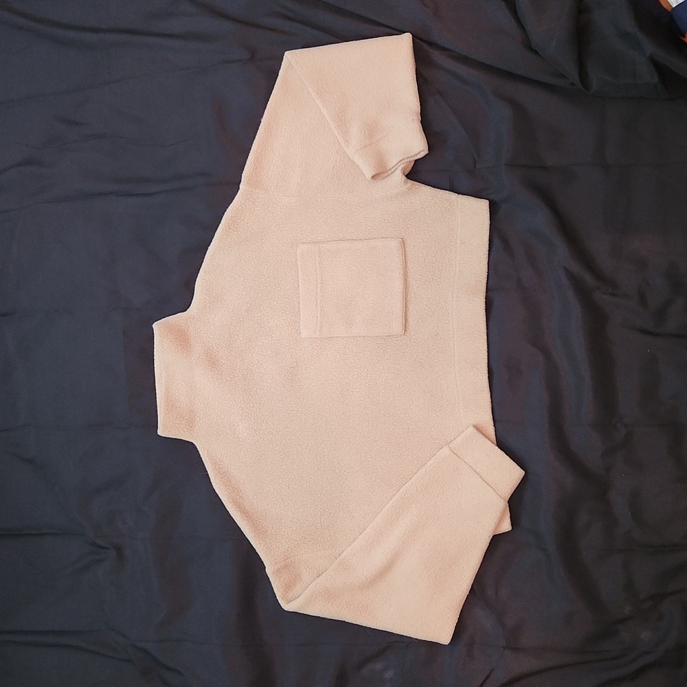 Oak + Fort tan coloured cropped teddy sweater